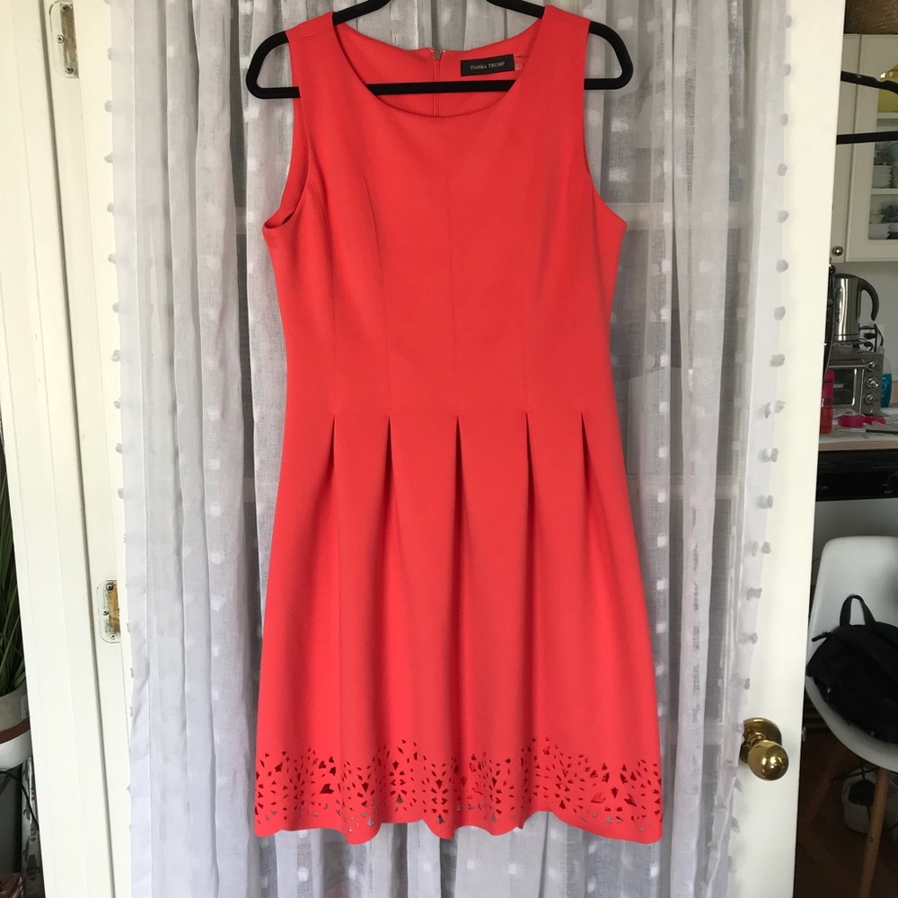 Ivanka Trump coral cut out scuba dress